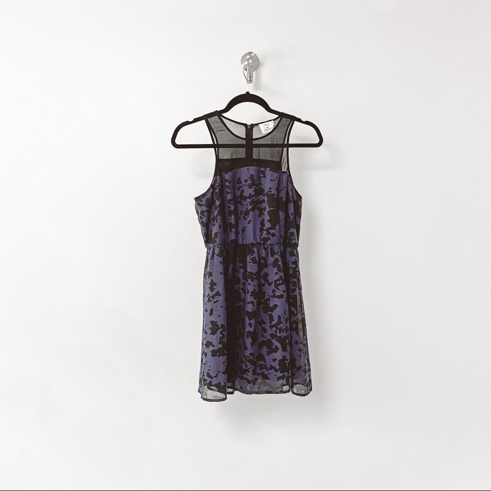 UO Pins and Needles Spring Winter Casual Chic Mesh Sheer Mini Dress Blue - Picture 9 of 9
